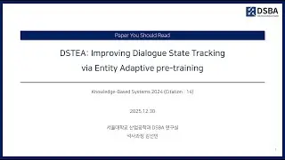 [Paper Review] DSTEA: Improving Dialogue State Tracking via Entity Adaptive pre-training