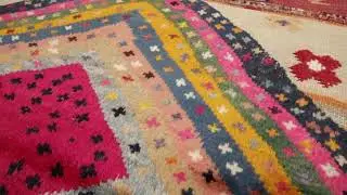 Vintage Persian Gabbeh Rug, Vibrant Medallions in High-Low Pile - Rug & Kilim - 33571