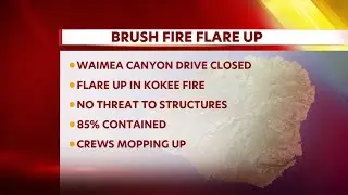 Waimea Canyon Dr. closed as DLNR responds to flare up in Kokee fire