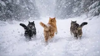 Cats Running in Snowfall&mdash;You Won&rsquo;t Believe This View#texaswildlifepark#animallife#wildlifevideo