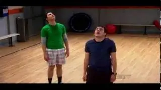 Sheldon Cooper plays basketball for his new office