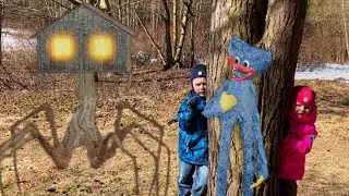 LIRA HEAD with CARTOON KAT and HAGGA WAGI with HOME HEAD met in the forest with Mars and Mila
