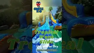 Ride the 17ft Tropical Wave: The Ultimate Inflatable Bouncy Castle Slide - Wet or Dry Fun for All!