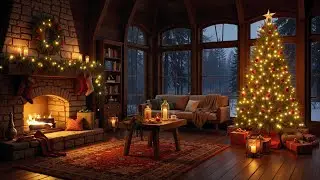 Cozy Christmas Cabin Jazz 🎄 Warm Fireplace, Soft Candlelight & Calm Winter Night Ambience