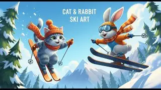The Ultimate Collection of Whimsical cat and rabbit ski art