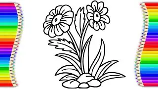 Drawing 101. How to draw FLOWERS | Plant | Fun Coloring | Flower drawing for beginners