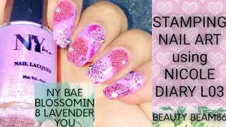 Stamping Nail Art/NICOLE DIARY L03/NY BAE BLOSOMMIN/PURPLLE.COM/Beauty Beam86