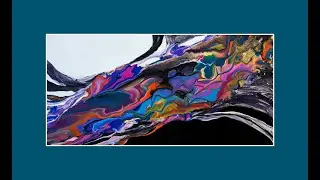 #8428 Vibrant Tilted Prism Pour Paint On B&W Diagonal Contemporary Fluid art11.24.21