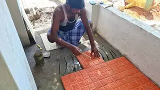 Techniques of Ramp Flooring_Installation Parking tile on Perfectly with cement mixer|Ramp design