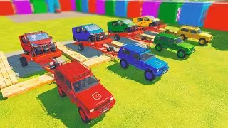 TRANSPORTING COLORFUL VANS WITH A COLORFUL POLICE JEEP – FS22