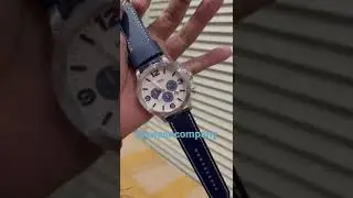 Jam Tangan Pria Fossil JR1480 Nate Chronograph Navy Leather Original kulit biru dial putih garansi