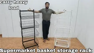 Retail store promotion display 4 layer metal wire basket storage rack
