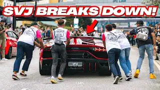 Aventador SVJ Shuts Off After Revving TOO HARD! Supercar Gang Rolls Into Retro Havoc 2025
