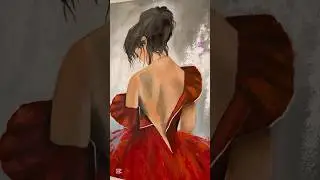Lady in red in acrylic painting #customizedart #acrylicpainting #customizedinterior #texturedart