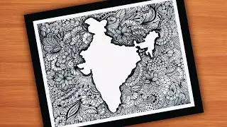 Mandala art of India Map|Zentangle|Doodle|Tangle|Happy Independence day @VennilaYLCreations |Art