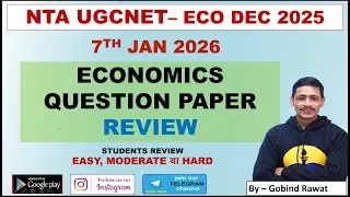UGCNET (ECO) 7TH JAN 2026 REVIEW