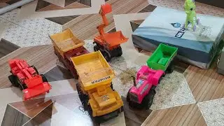 construction vehicle with crane truck | train toy set video | green helicopter toy |duck track toy