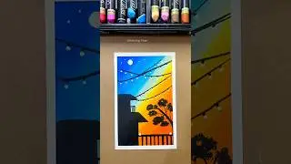 Day& Night Scenery Painting | Oil Pastel #artshorts #easytutorial #acrylicpainting #drawingtutorial