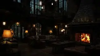 Ancient Castle Nights in Gentle Rain 🏰 Warm Firelight and Hollow Stone Sounds for Total Relaxation