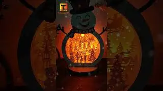 Christmas Snowman paper cutting lamp - 3D shadow box - Tdesign510 #shadowbox