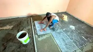 WoW Amazing Flooring!!-how to Install 3x2 Size Granite on Floor Construction-Using by Sand Cement