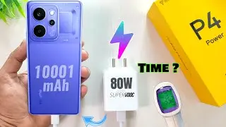 Тест зарядки аккумулятора realme P4 Power | Время зарядки аккумулятора 10000 мАч при мощности 80 Вт?