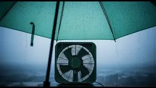 10 Hours of Box Fan with Rain Under an Umbrella Sounds for Sleeping  | Black Screen