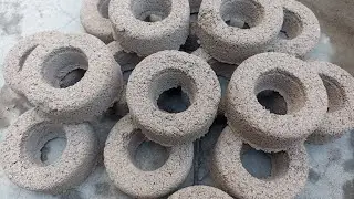 Asmr Super Gritty Sand Cement Donut Rings🍩 Crumbling on the Floor 💙🎧 #creations #asmr #shorts