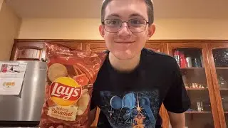 Trying the limited edition lays salted caramel chips.