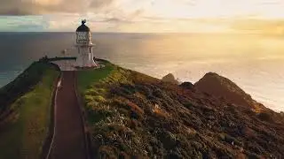 4K HD Timelapse of the mystic Cape Reinga Lighthouse during sunset, New Zealand