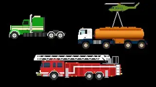 Building Vehicles: Firetruck, Semi & Fuel Tanker | Pixel Art & 8-Bit Sounds