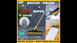 V SHAPE 2IN1 Bathroom Floor Brush + Wiper dead angle corner broom toilet cleaning Wipe