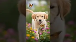cute golden retriever playing with butterfly #trending #viral #youtubeshorts #dog #shorts #suscribe