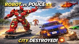 Skate Board Robot vs Police 🤖🚓 | City Destruction Gameplay | Epic Action