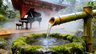 ASMR Rain & Bamboo Water Fountain &mdash; Relaxing Piano for Focus