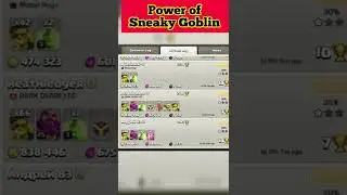 Power of Sneaky Goblin || loot+trophy. (Clash of clans) #shorts
