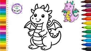 How To Draw A Dragon | Cute Easy Simple Drawing And Coloring #dragon #rainingcolors