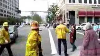 Fire Engine arrives at car crash scene, Glendale California.