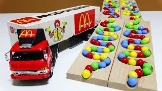 Marble Run Race ☆ Spiral Bridge, Cement Mixer & Ice Cream Van