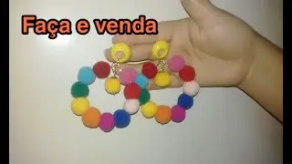 COMO FAZER BRINCO DE ARGOLA COM POM POM  | BRINCO DE POMPOM PARA O VERÃO E CARNAVAL