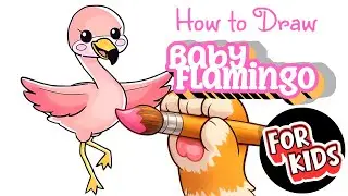How to Draw A Baby Flamingo 🦩🎨 | Easy for Kids