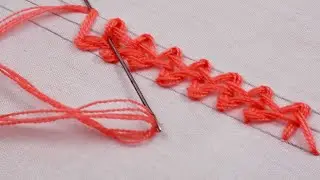Hand embroidery spanish knotted feather stitch simple border design