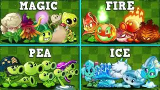 PVZ 2 - 4 Team MAGIC x FIRE x PEA x ICE Battlez - Which Team Plant Will WIn?