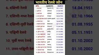Railway Zone and Headquarters | Railway Gk Question | Railway Related Question |