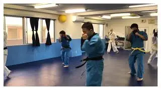 空道　大田支部　一般部の稽古の様子（審査前）