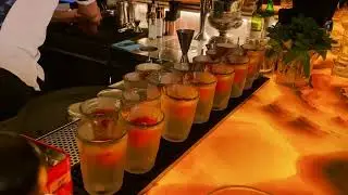 Making shots at Kleinod Bar in Vienna