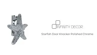 INFINITY DECOR - Starfish Door Knocker Polished Chrome For Front Door | Suitable for Entry Doors