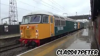 BR Large Logo Livery 56098 and BR Blue Livery 56081 Passing Bescot Stadium, 0Z56