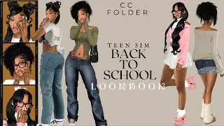 Back to School Lookbook 🎀✨ | Sims 4 Teen Female CC Folder + CC Links