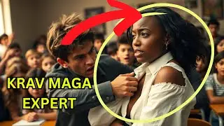 RUDE BULLY tries to grab black teacher clothes  but she's a KRAV MAGA expert and make him regret